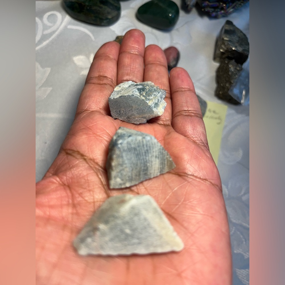 Set of Three Blue Calcite Stones - Picture 2 of 2